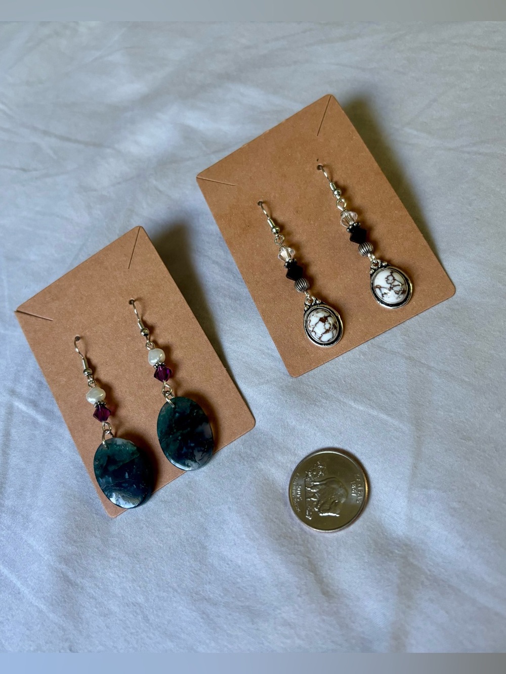 Handmade stone and Swarovski crystal earrings. - Picture 10 of 11